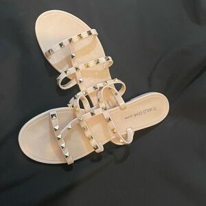 Wild Diva Cream Studded Sandals
